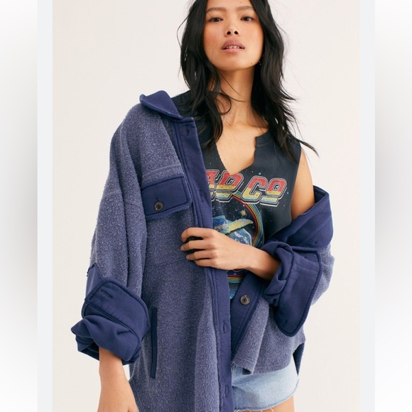 Free People Jackets & Blazers - Free people Shacket indigo blue